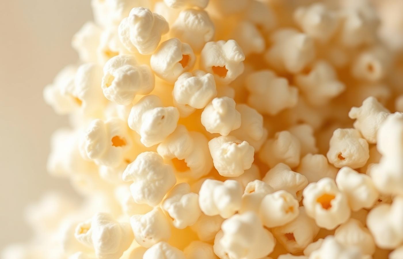Close-up of fluffy freshly popped popcorn